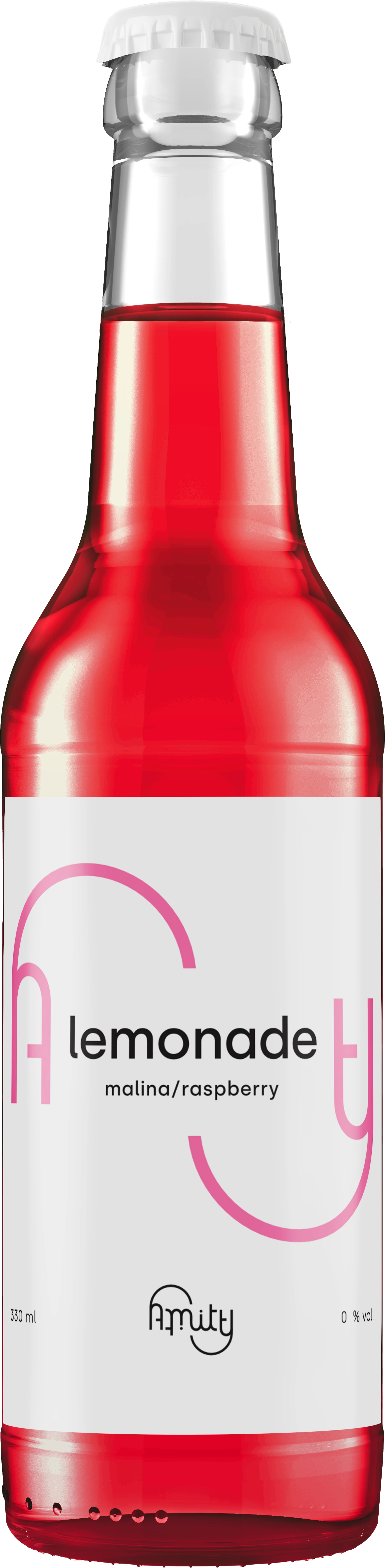 Amity přírodní malinovka vás vrátí do dětství. Klasická červená limonáda  s férovým ovocným podílem, doladěná výluhem z BIO ibišku a máty.